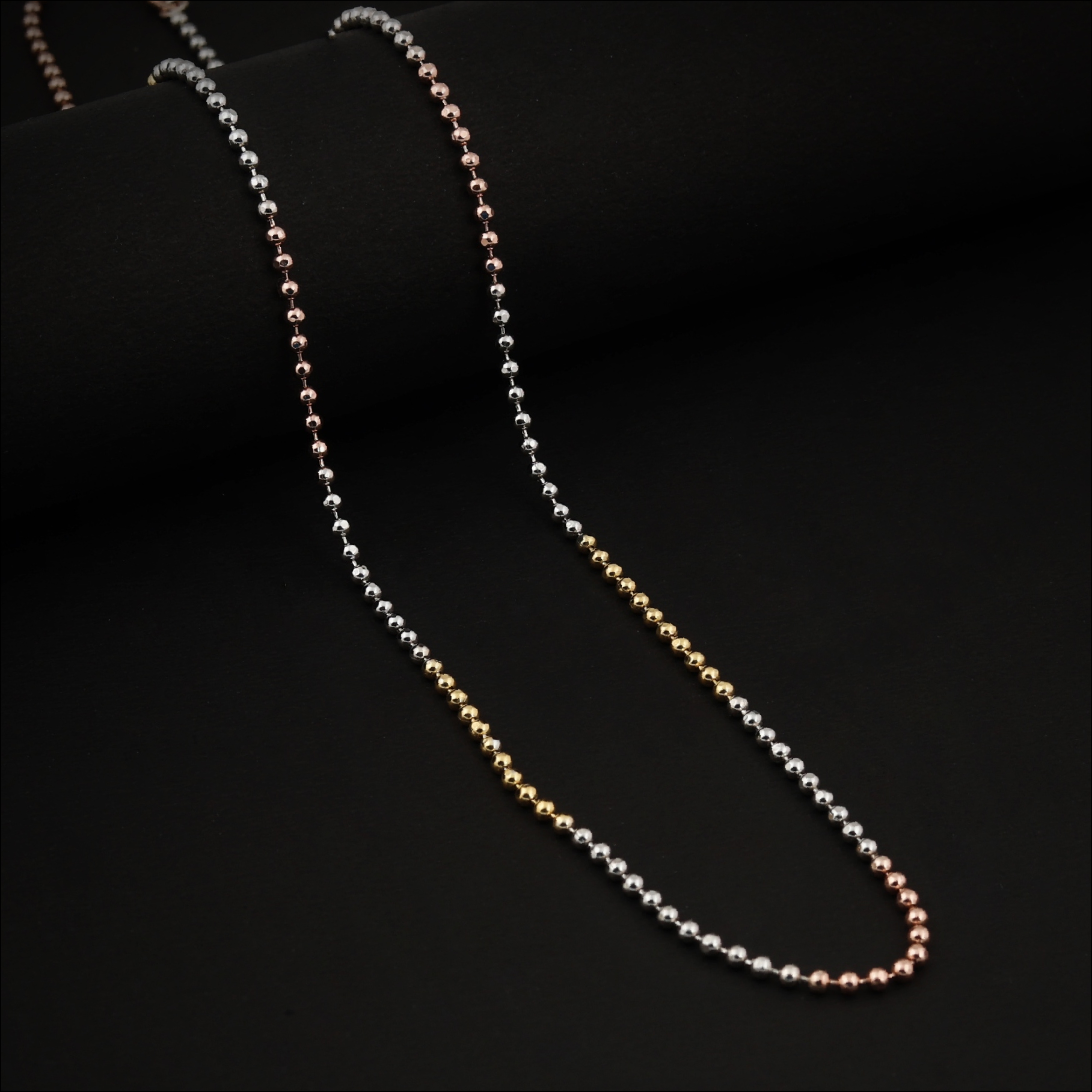 Blisse Allure 925 Sterling Silver Triple Tone Ball Bead Chain For Young Boys and Girls