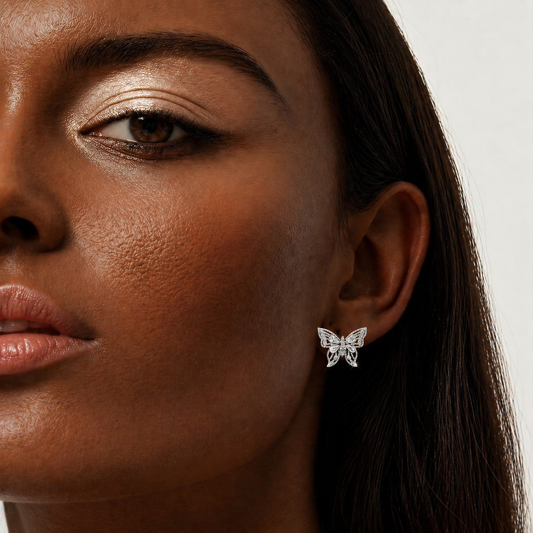 BlisseAllure – 925 Sterling Silver Crystal Butterfly Stud Earrings