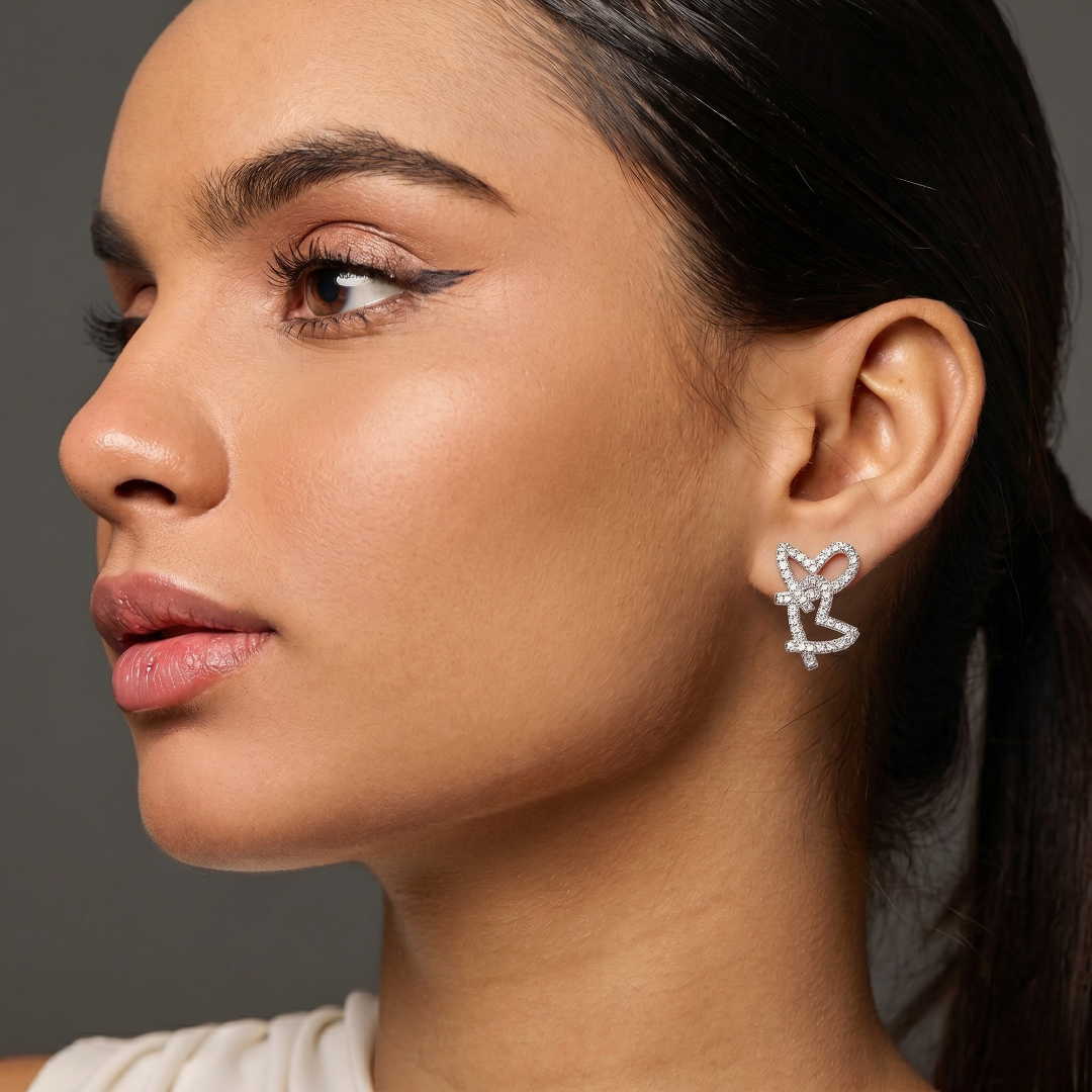 BlisseAllure – 925 Sterling Silver  Script Stud Earrings