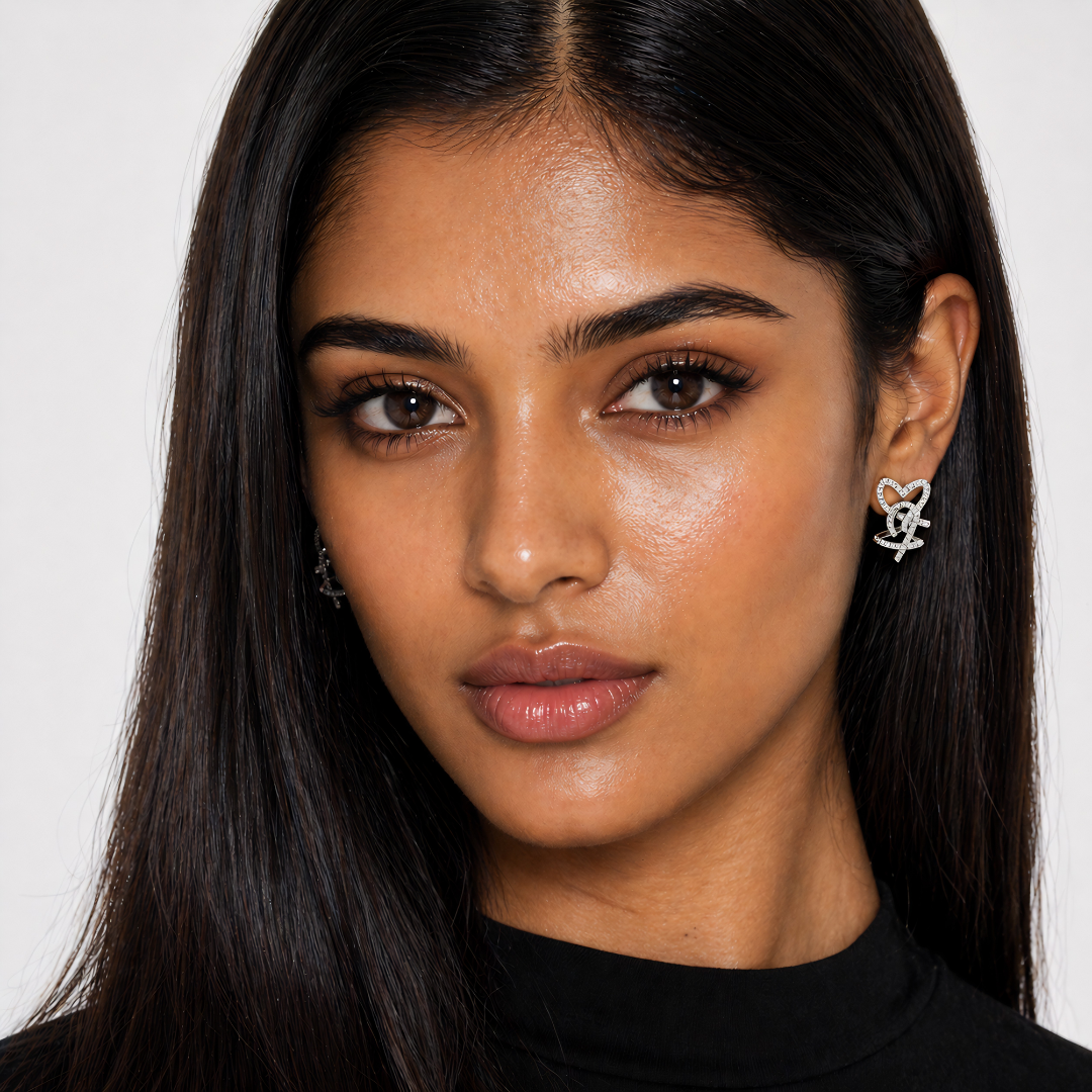 BlisseAllure – 925 Sterling Silver  Script Stud Earrings