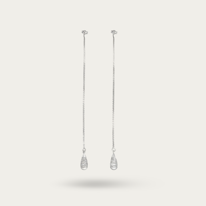 BlisseAllure – 925 Sterling Silver Teardrop Thread Earrings