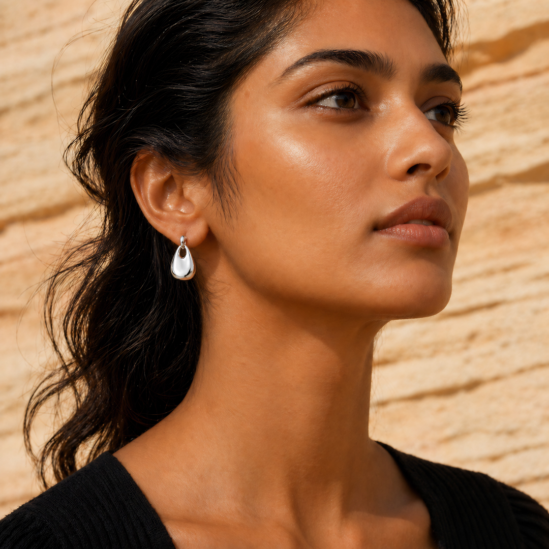 Blisse Allure – 925 Sterling Silver Modern Sculptural Drop Earrings