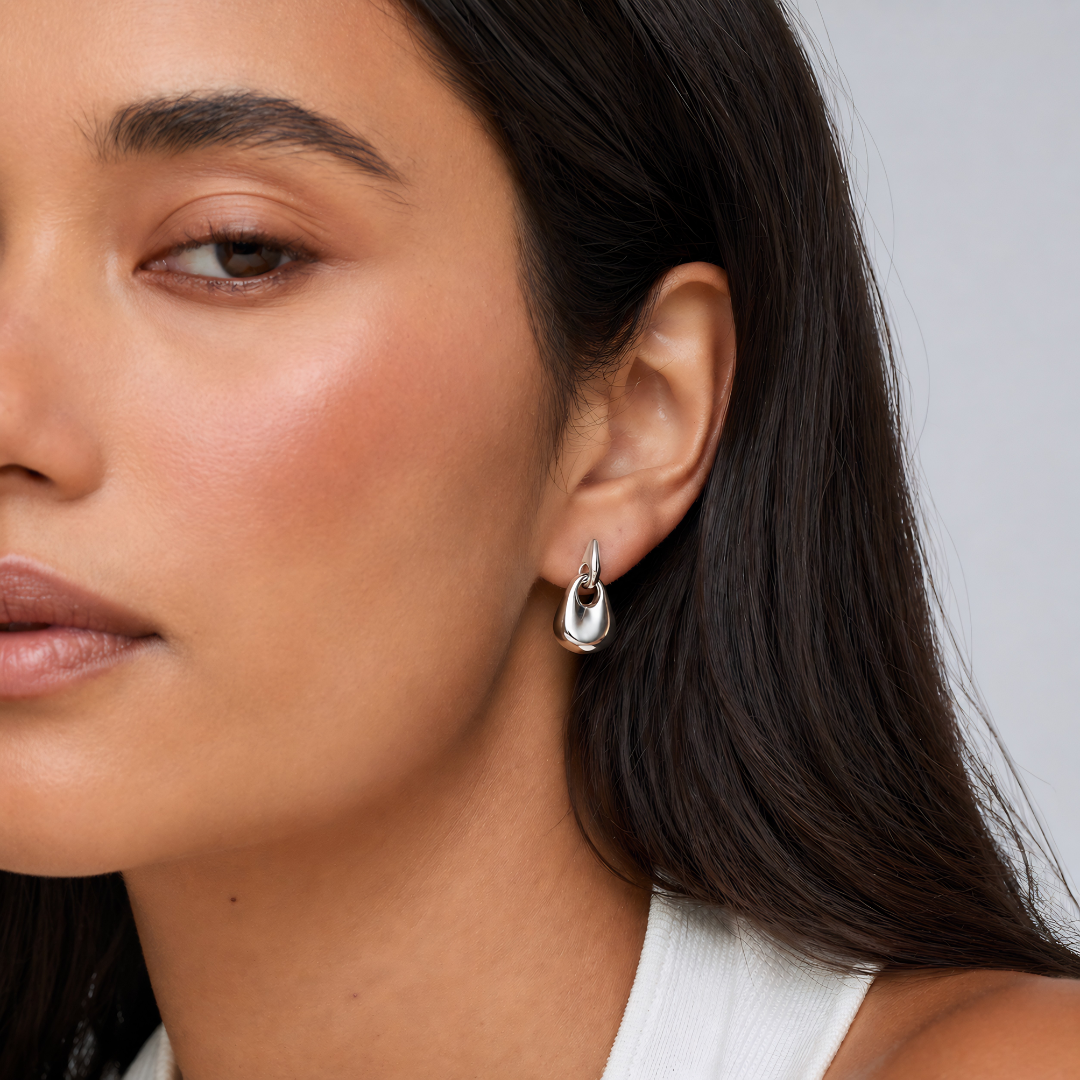Blisse Allure – 925 Sterling Silver Modern Sculptural Drop Earrings