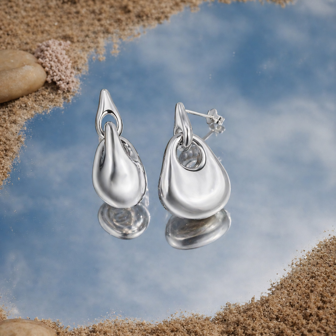 Blisse Allure – 925 Sterling Silver Modern Sculptural Drop Earrings
