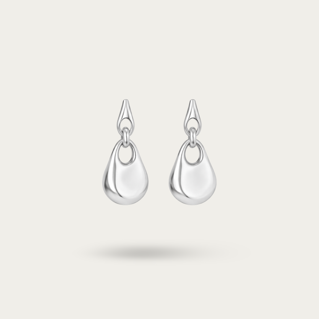 Blisse Allure – 925 Sterling Silver Modern Sculptural Drop Earrings