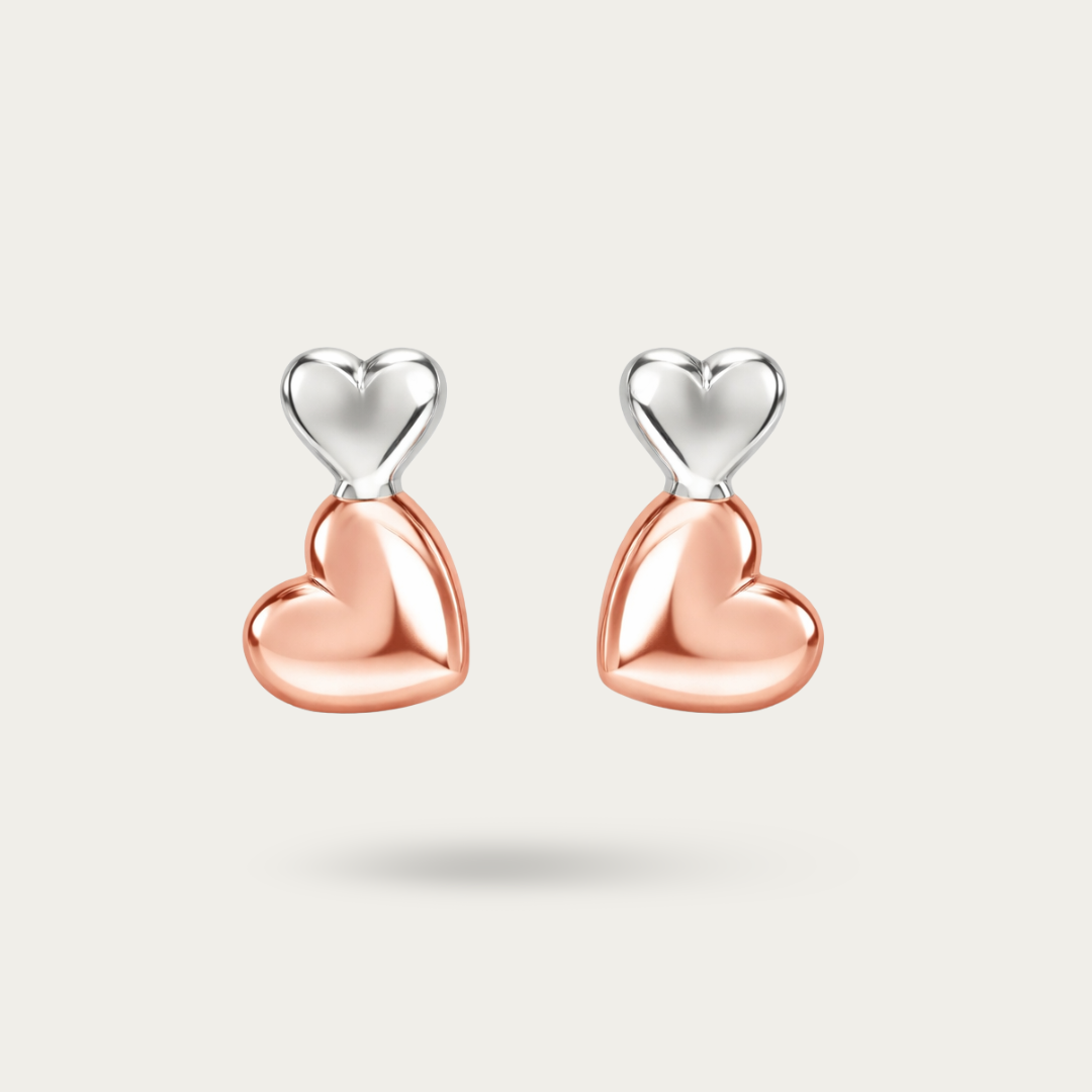 BlisseAllure – 925 Sterling Silver Dual Heart Drop Earrings