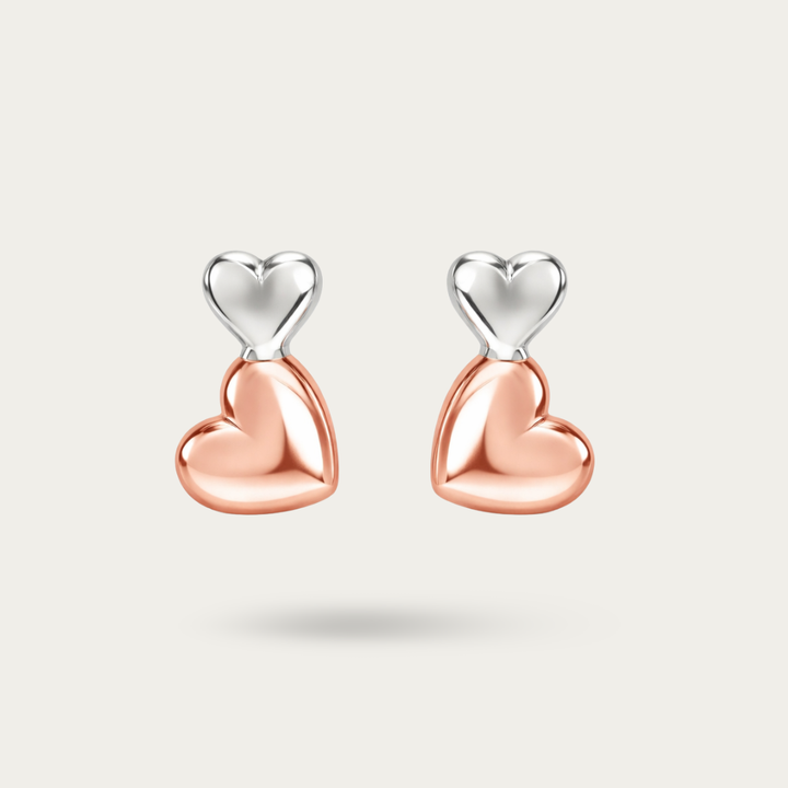 BlisseAllure – 925 Sterling Silver Dual Heart Drop Earrings