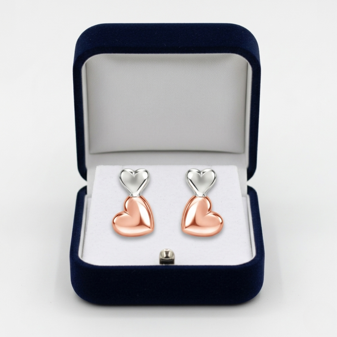 BlisseAllure – 925 Sterling Silver Dual Heart Drop Earrings