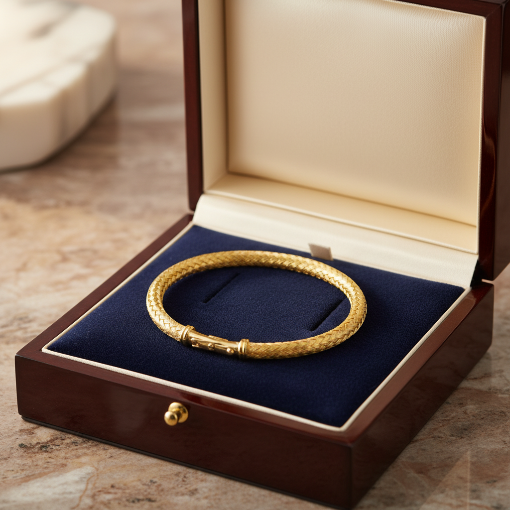 Blisse Allure Timeless Gold Vermeil Bangle with Braided Texture