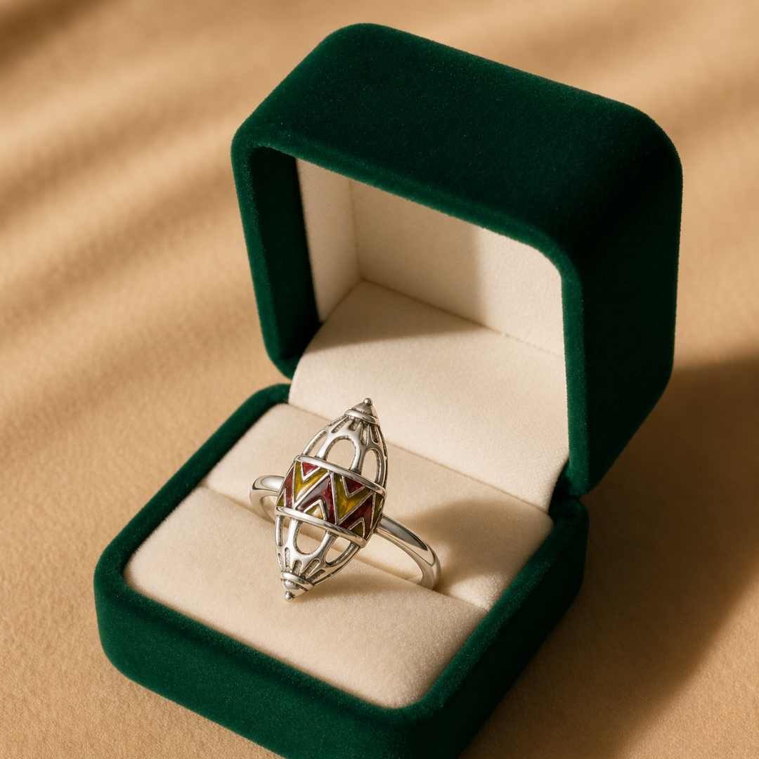 Blisse Allure – 925 Sterling Silver Tribal Geometric Enamel Ring