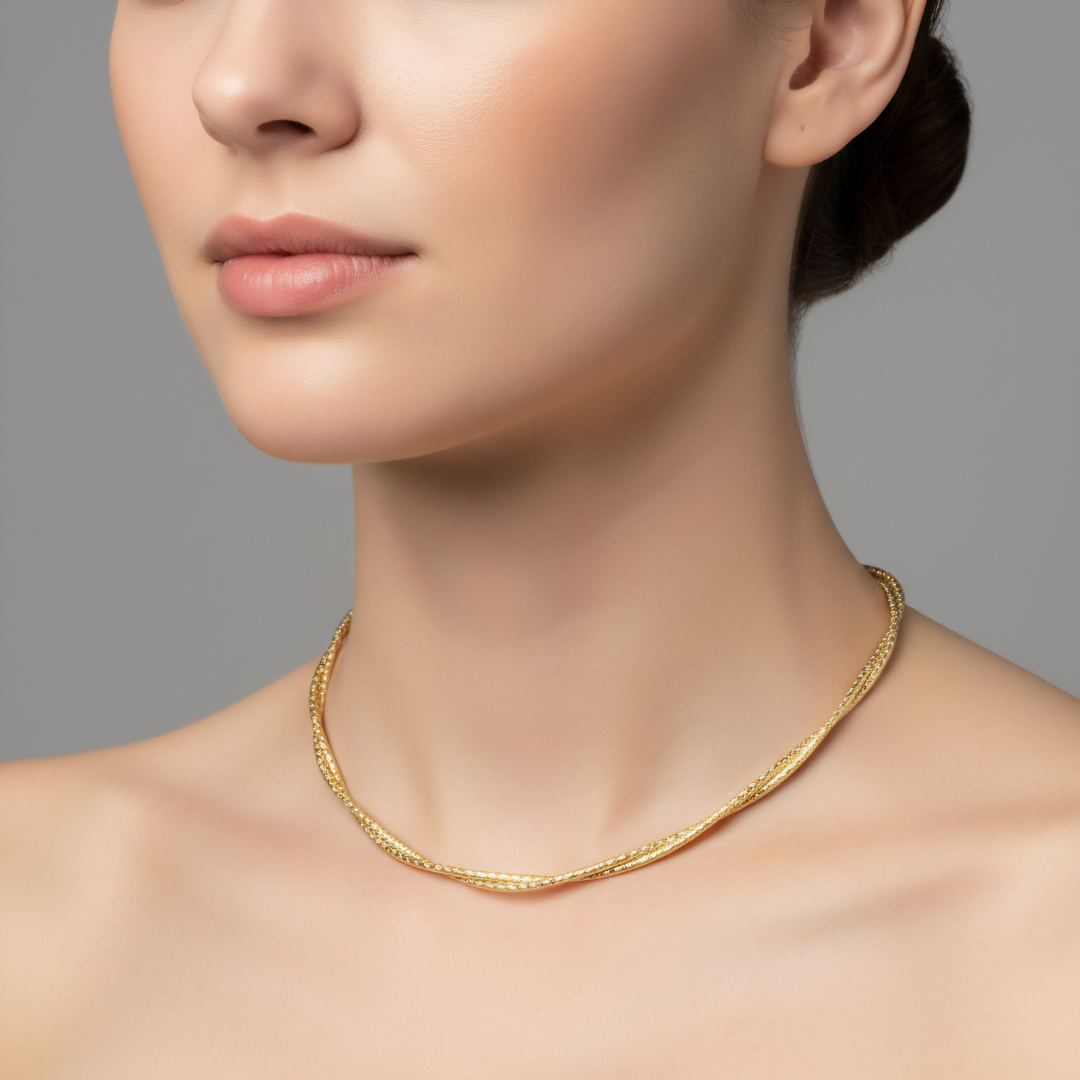 Blisse Allure – 925 Sterling Silver Golden Flow Chain Necklace