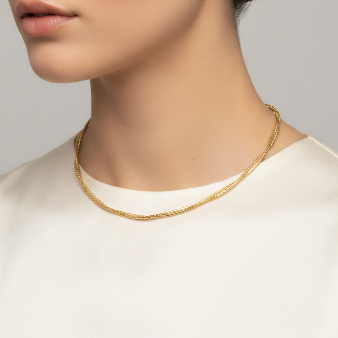 Blisse Allure – 925 Sterling Silver Golden Flow Chain Necklace