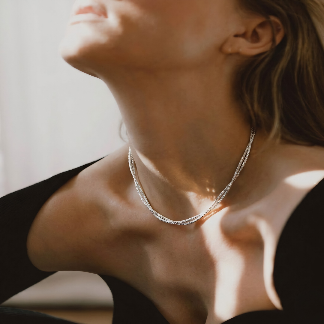 Blisse Allure – 925 Sterling Silver Sleek Texture Chain Necklace