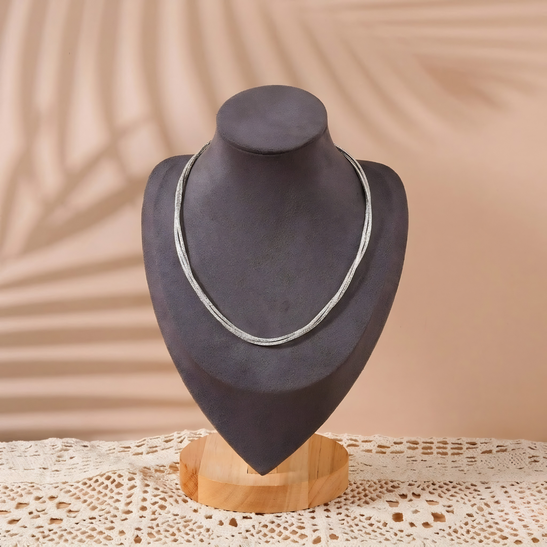 Blisse Allure – 925 Sterling Silver Sleek Texture Chain Necklace