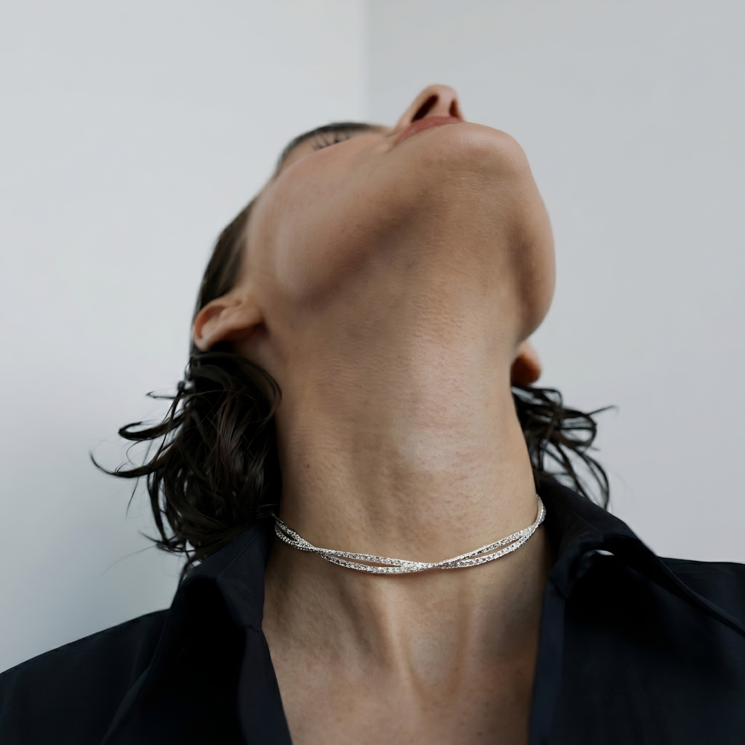 Blisse Allure – 925 Sterling Silver Sleek Texture Chain Necklace