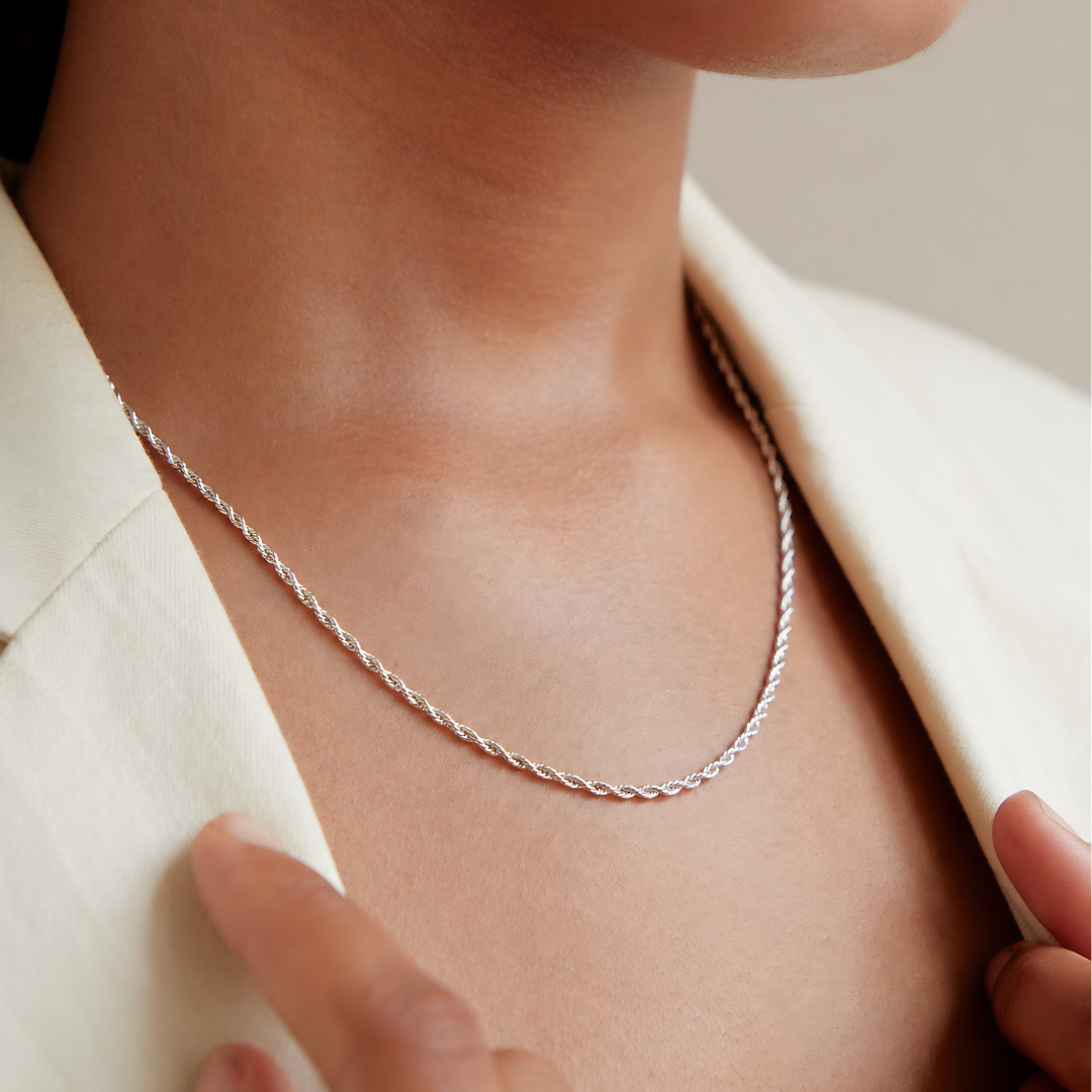 Blisse Allure – 925 Sterling Silver Twisted Chain Necklace