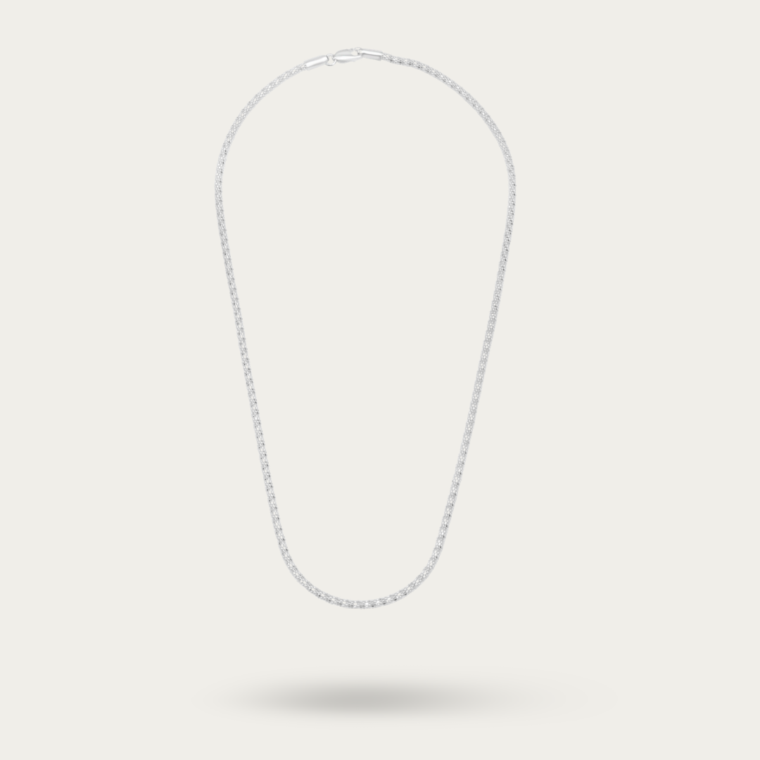 Blisse Allure – 925 Sterling Silver Hollow Textured Chain Necklace