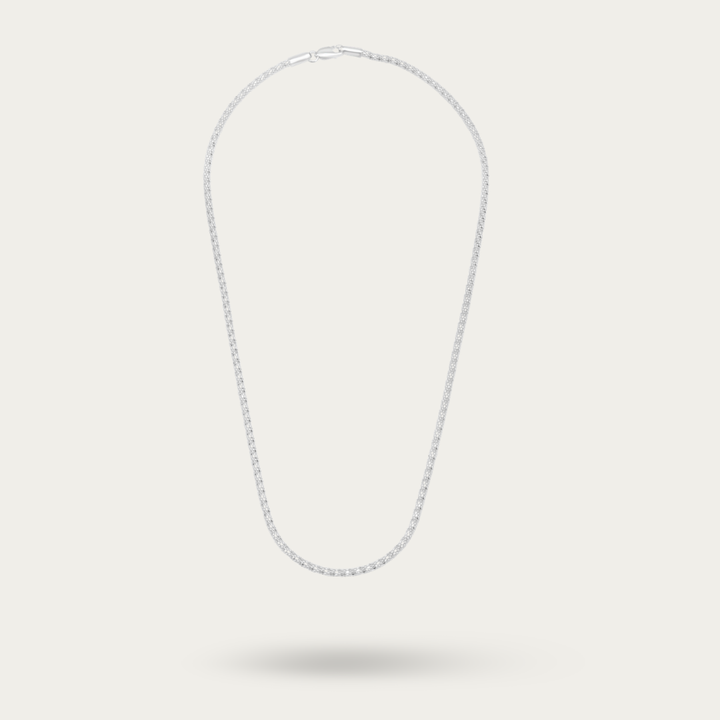 Blisse Allure – 925 Sterling Silver Hollow Textured Chain Necklace