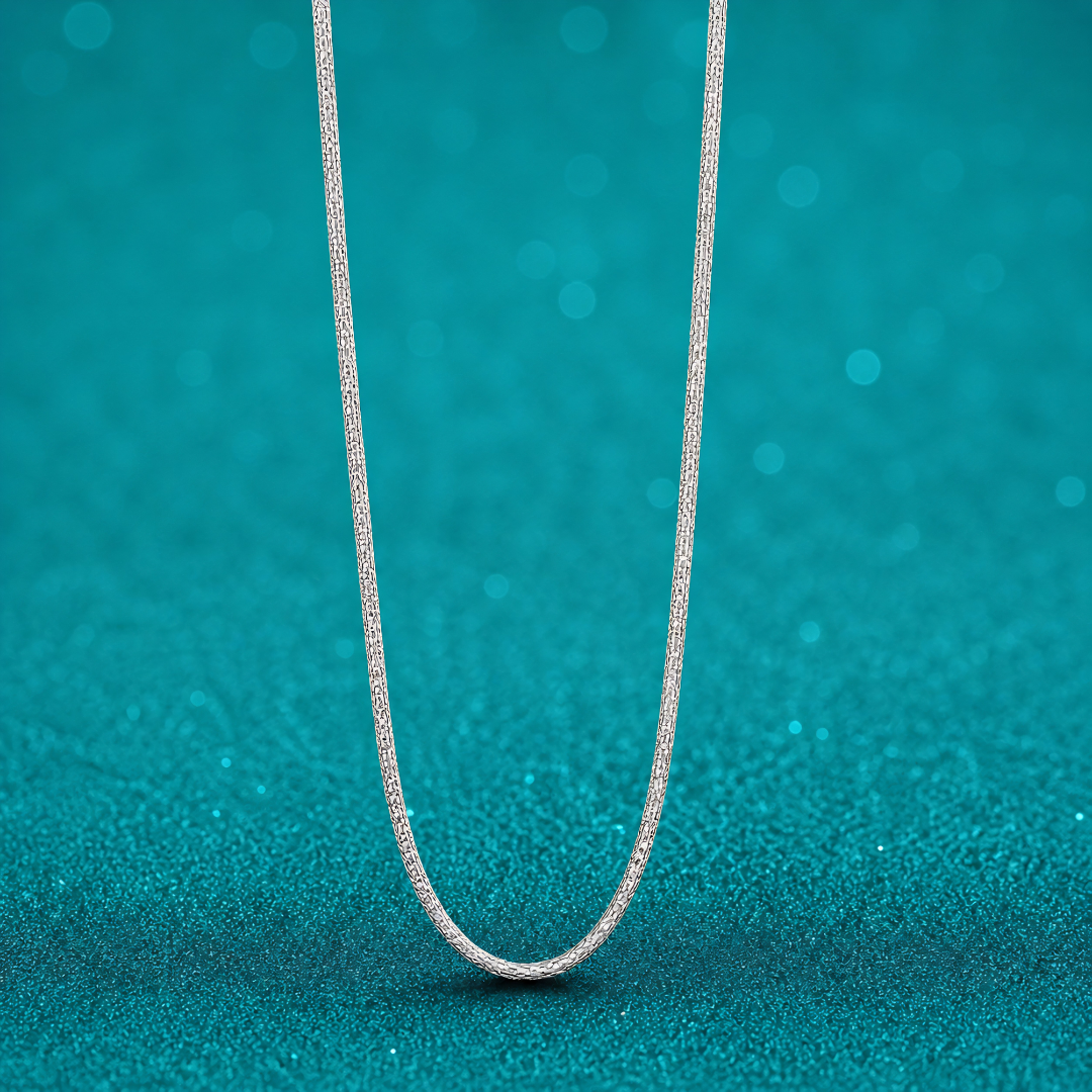 Blisse Allure – 925 Sterling Silver Hollow Textured Chain Necklace