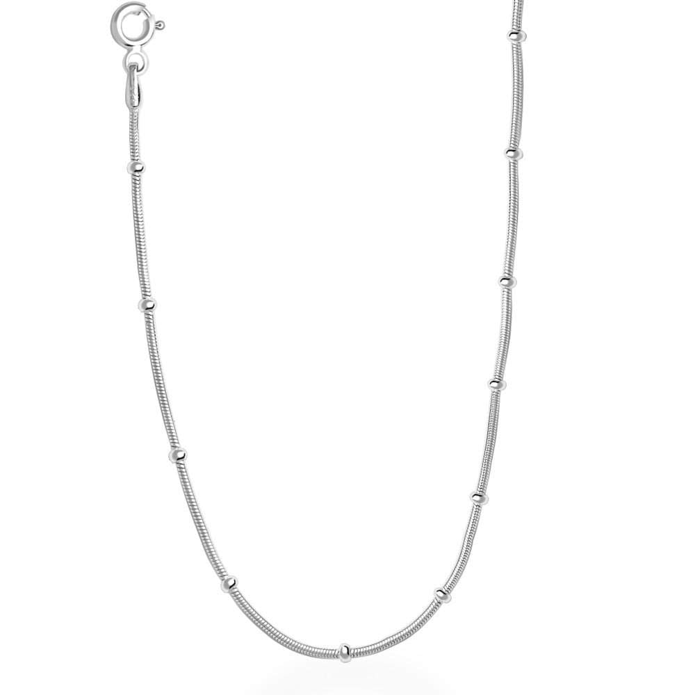 Blisse Allure 925 Sterling Silver Unisex Beaded Snake Unisex chain