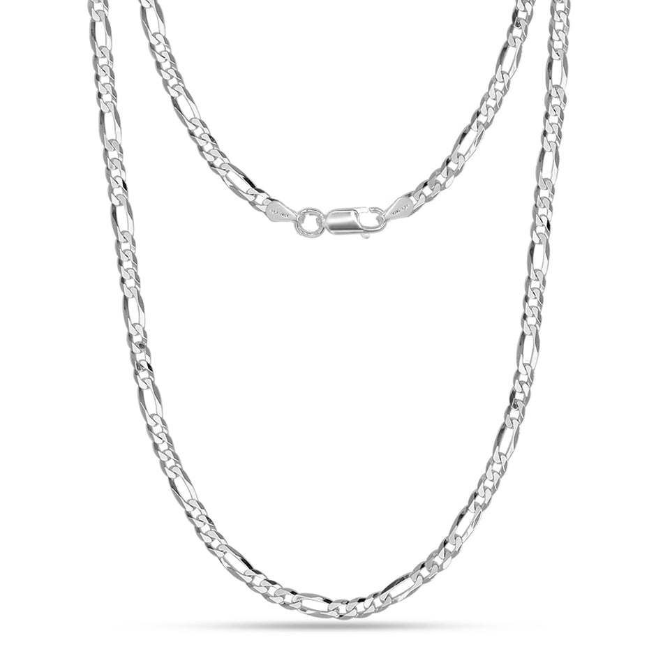 Blisse Allure 925 Sterling Silver Solid Diamond cut Figaro link Chain for Men