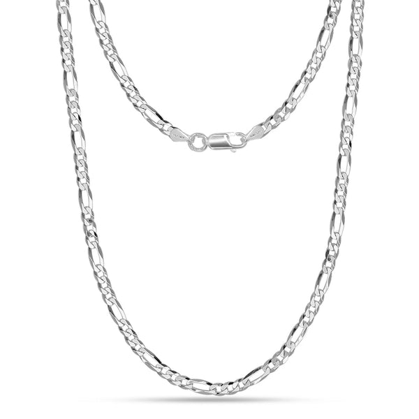Blisse Allure 925 Sterling Silver Solid Diamond cut Figaro link Chain for Men