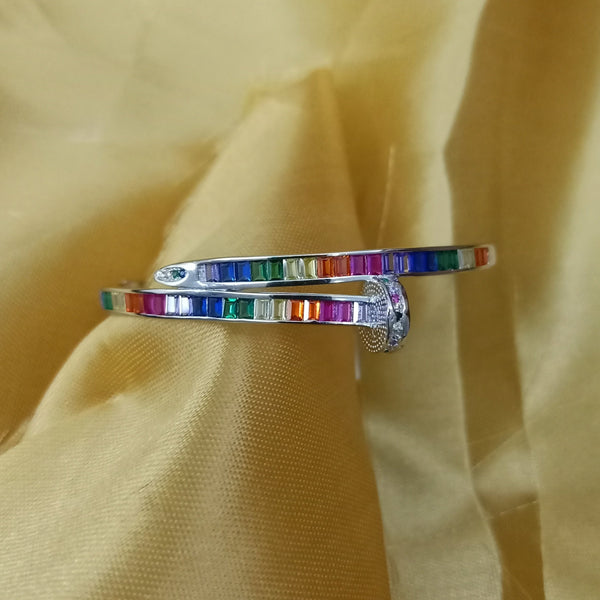 Blisse Allure Sterling Silver Rainbow Overlap Baguette cubic zirconia Bangle