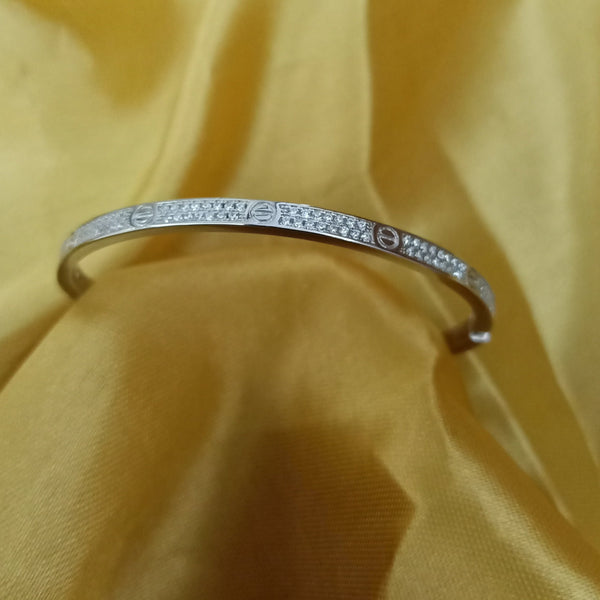 Blisse Allure Sterling Silver Cartier Love Bangle with cubic zirconia