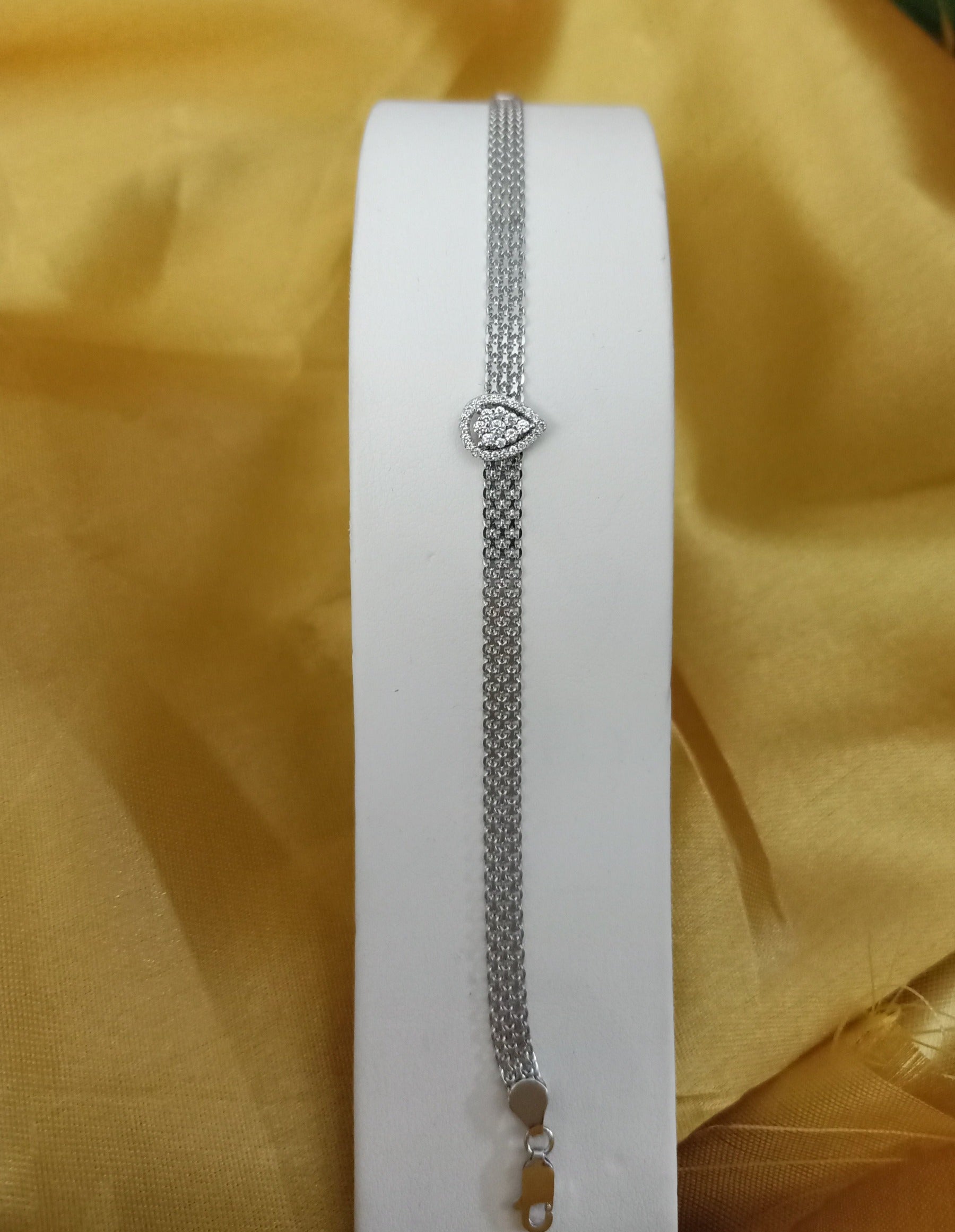 Blisse Allure Sterling Silver Pear shaped CZ Mesh linked Bracelet