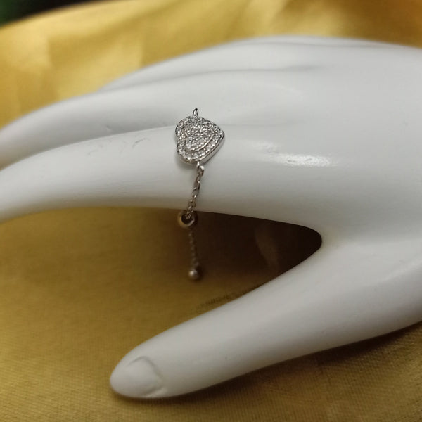 Blisse Allure Sterling Silver Heart Motif Chain Ring