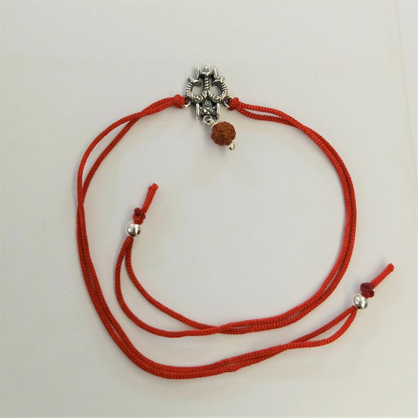 Blisse Allure Sterling Silver Trishul with Rudraksh bead Rakhi for Brother