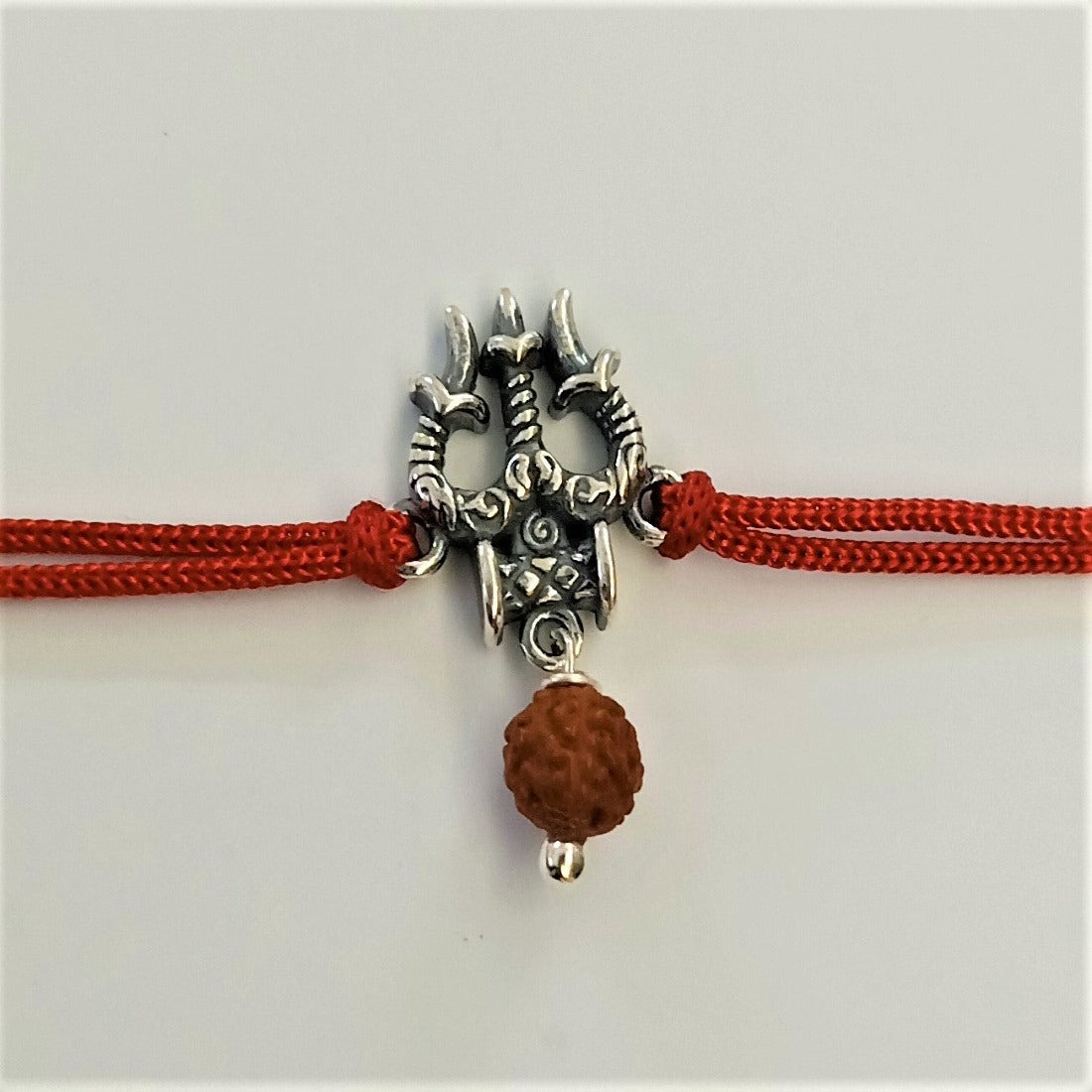 Blisse Allure Sterling Silver Trishul with Rudraksh bead Rakhi for Brother