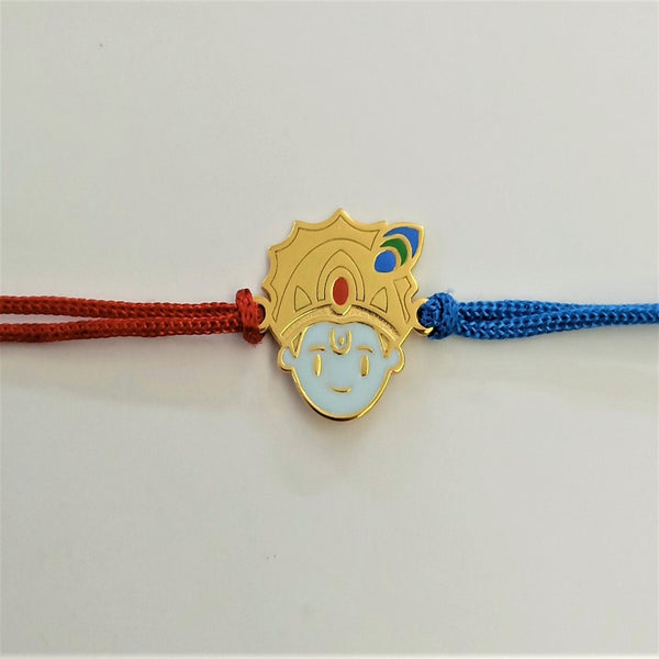 Blisse Allure Sterling Silver Enamelled Krishna Rakhi With Gold Finish for your Brother