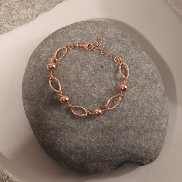 Blisse Allure Rose Gold Fancy Pear Shaped Link Bracelet