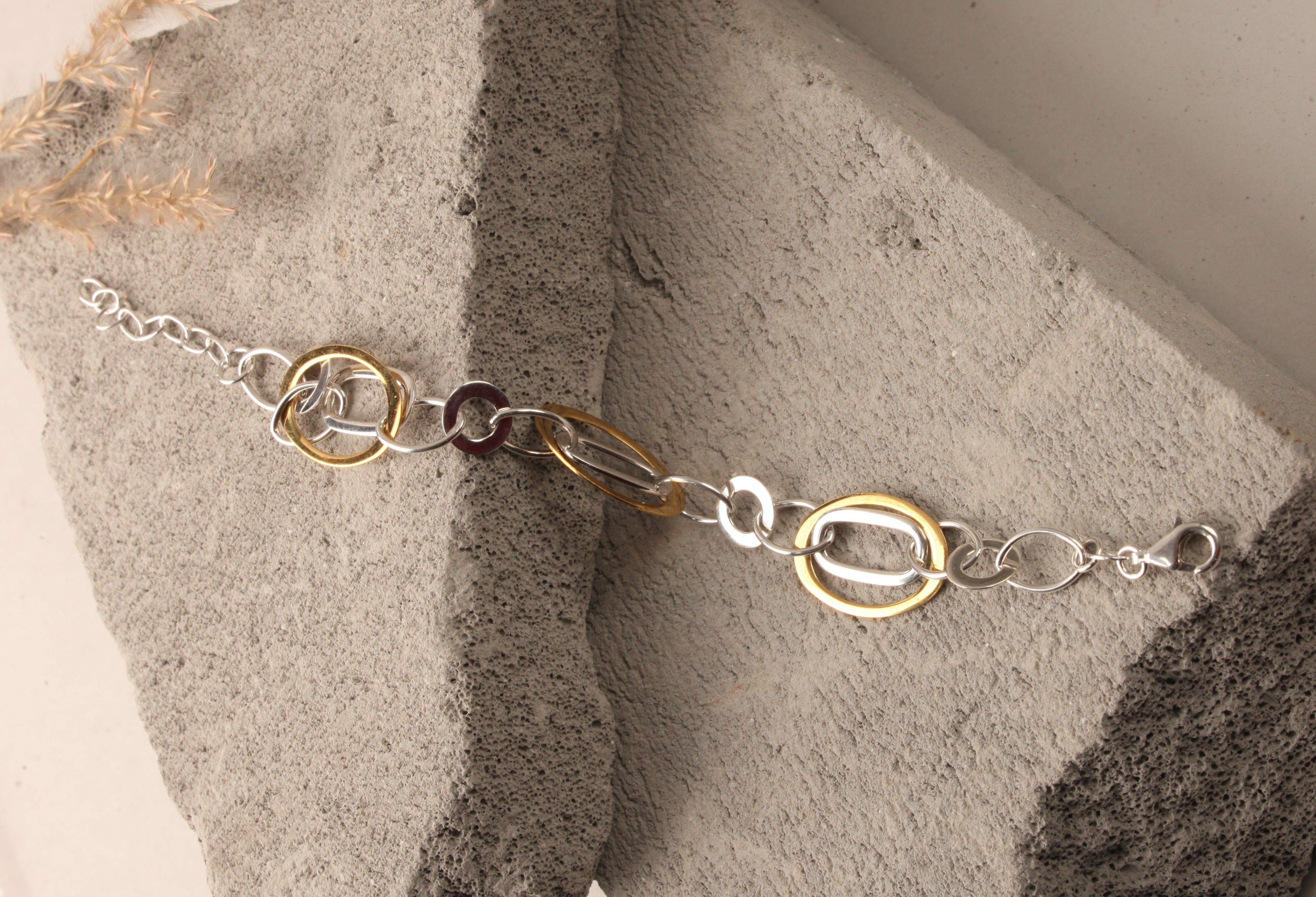 Blisse Allure Two Tone Pear Shaped Link Bracelet