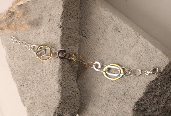 Blisse Allure Two Tone Pear Shaped Link Bracelet