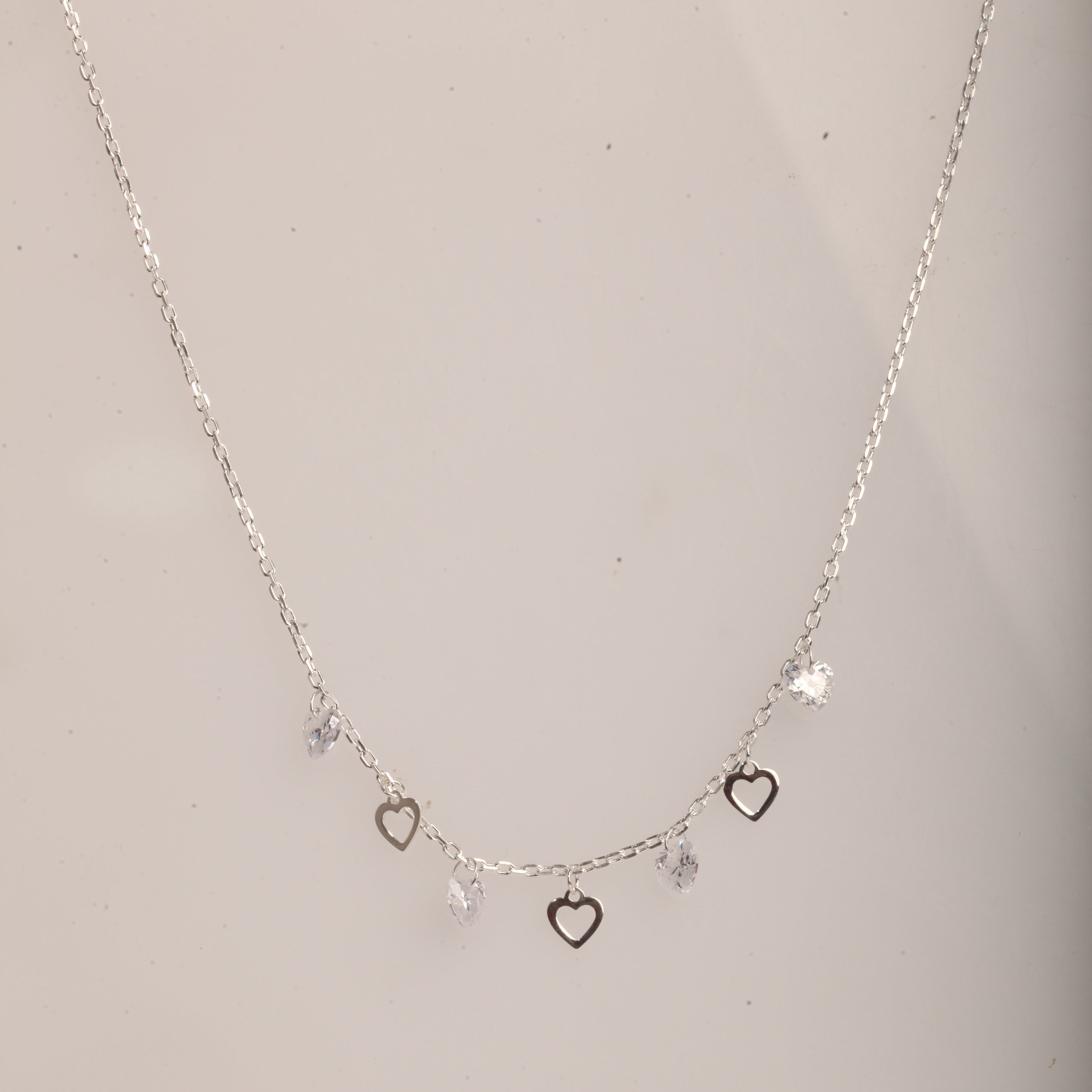 Blisse Allure Sterling Silver Dangling Heart Charms Necklace