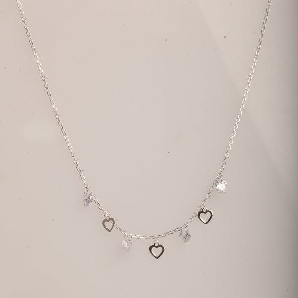 Blisse Allure Sterling Silver Dangling Heart Charms Necklace