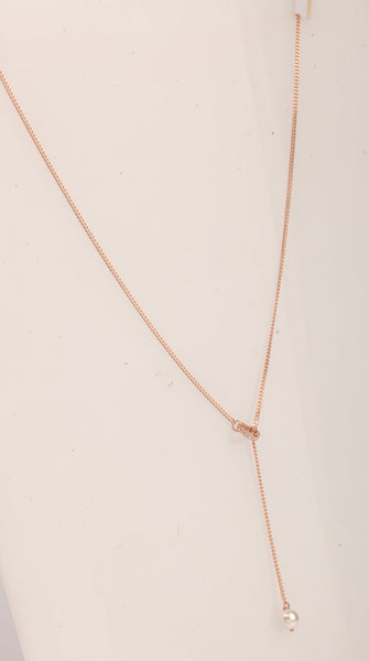 Blisse Allure Rose Gold Heart Pearl Lariat Necklace