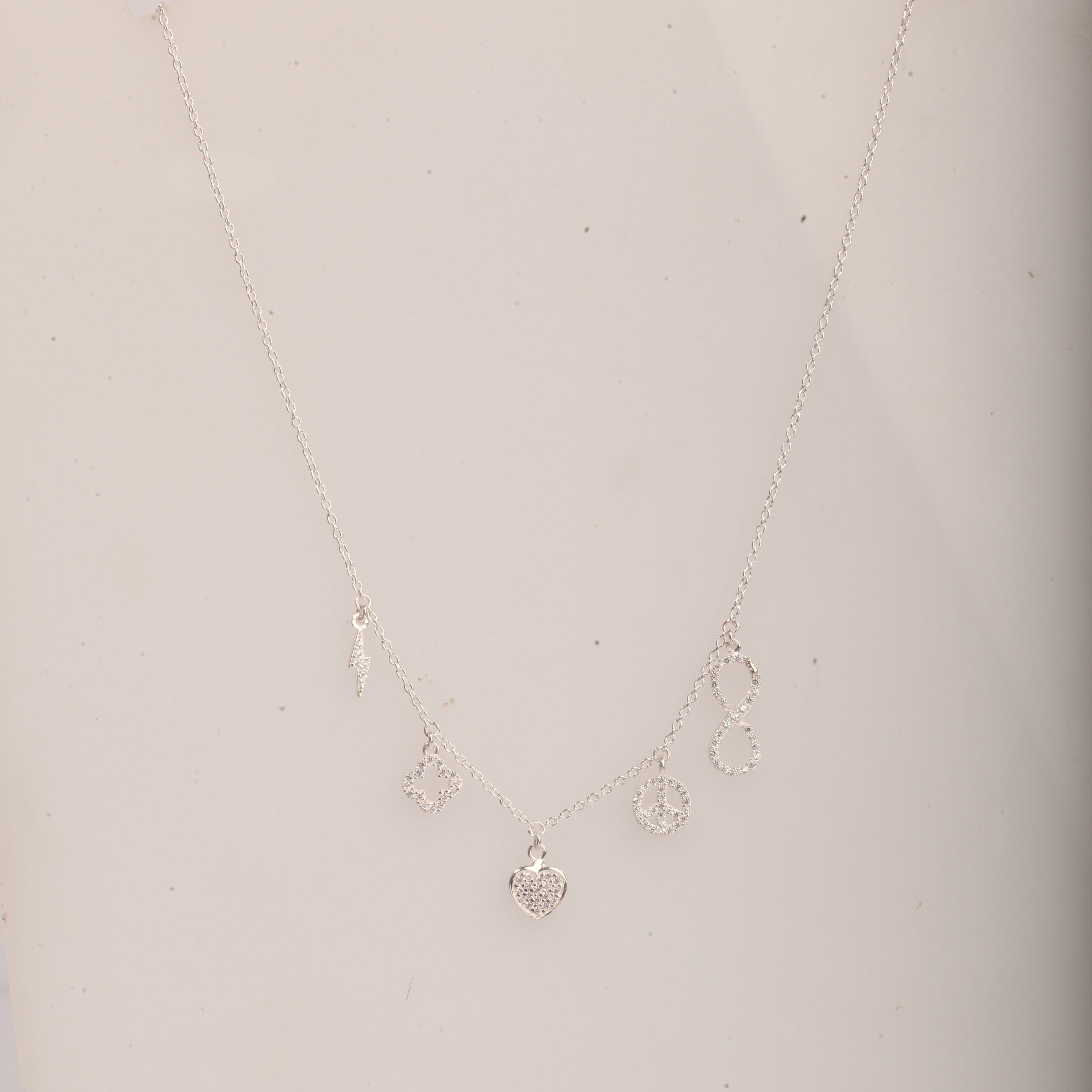 Blisse Allure Sterling Silver Charms Necklace