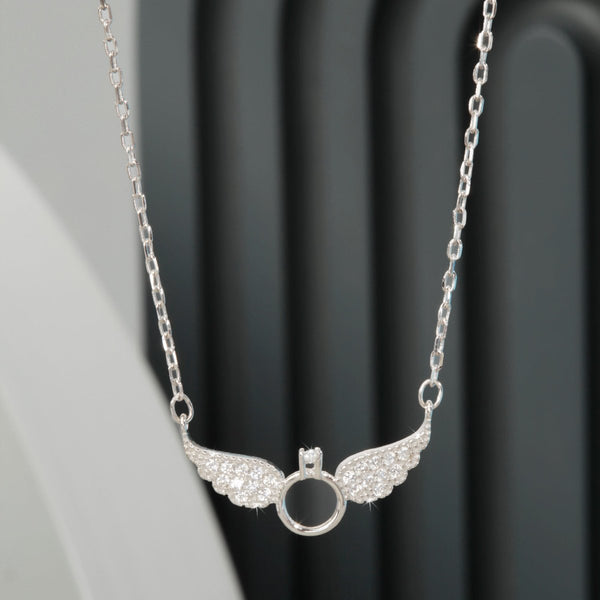 Blisse Allure Sterling Silver Angelic Wings Ring Pendant Necklace.