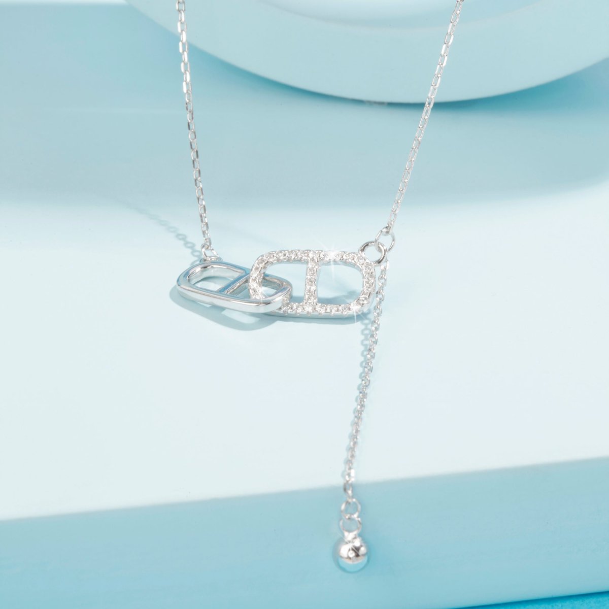 Blisse Allure Sterling Silver Interlinked Pop Tab Lariat Necklace.