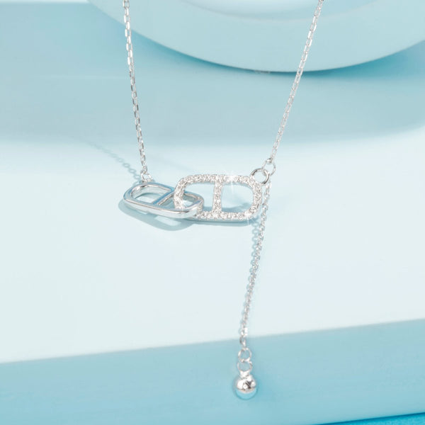 Blisse Allure Sterling Silver Interlinked Pop Tab Lariat Necklace.