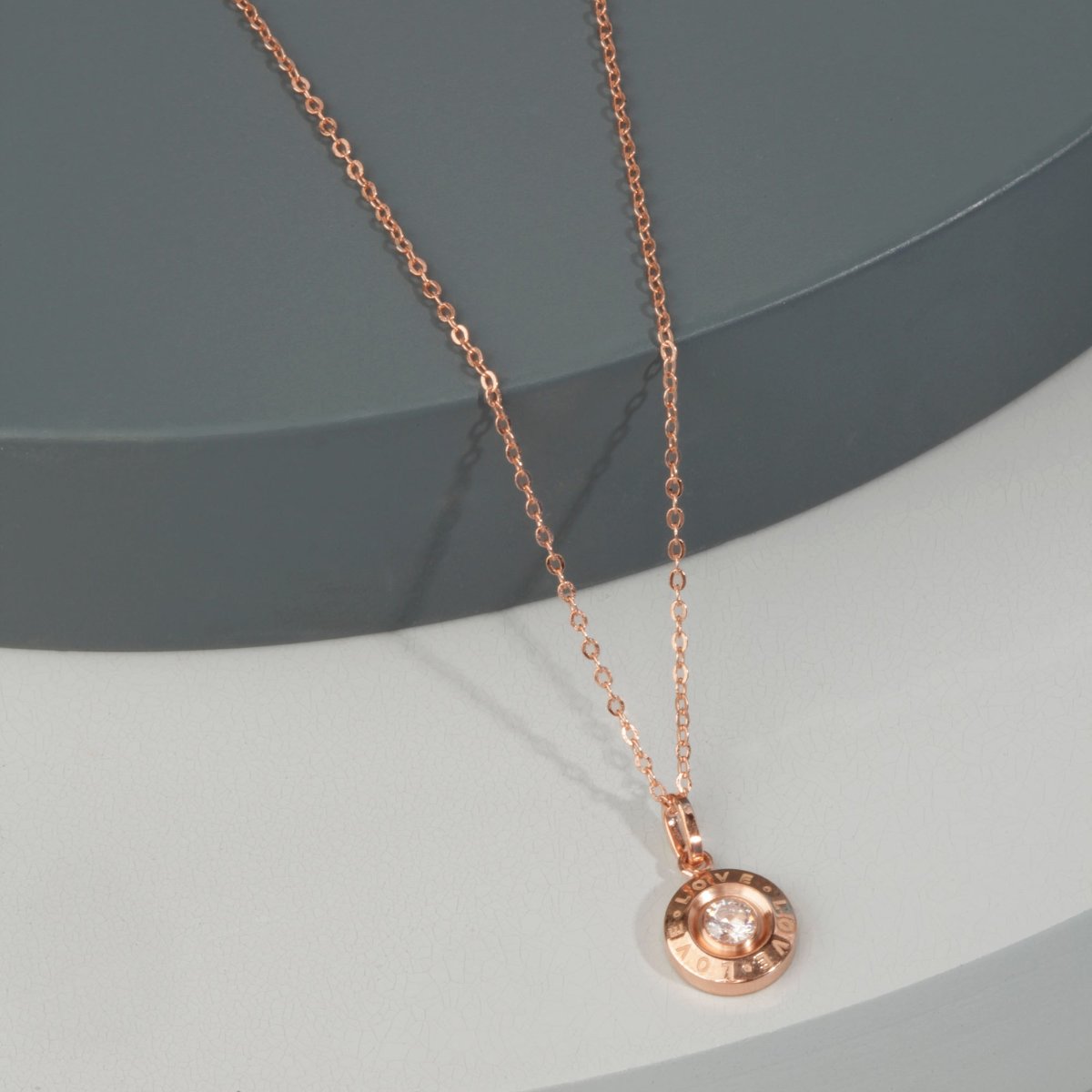 Blisse Allure Rose Gold Love Pendant Necklace.