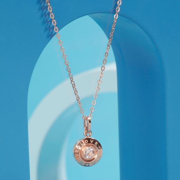 Blisse Allure Rose Gold Love Pendant Necklace.