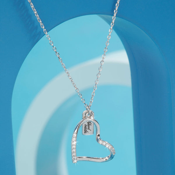 Blisse Allure Sterling Silver Big Heart Pendant Necklace.