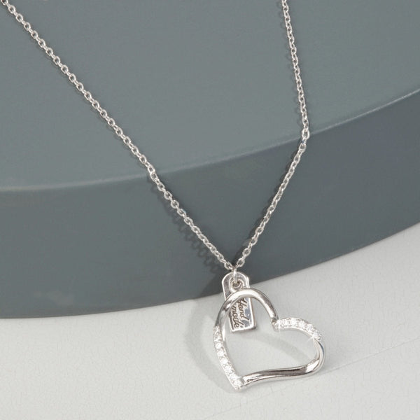 Blisse Allure Sterling Silver Big Heart Pendant Necklace.