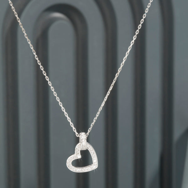Blisse Allure Sterling Silver Heart Pendant Necklace .