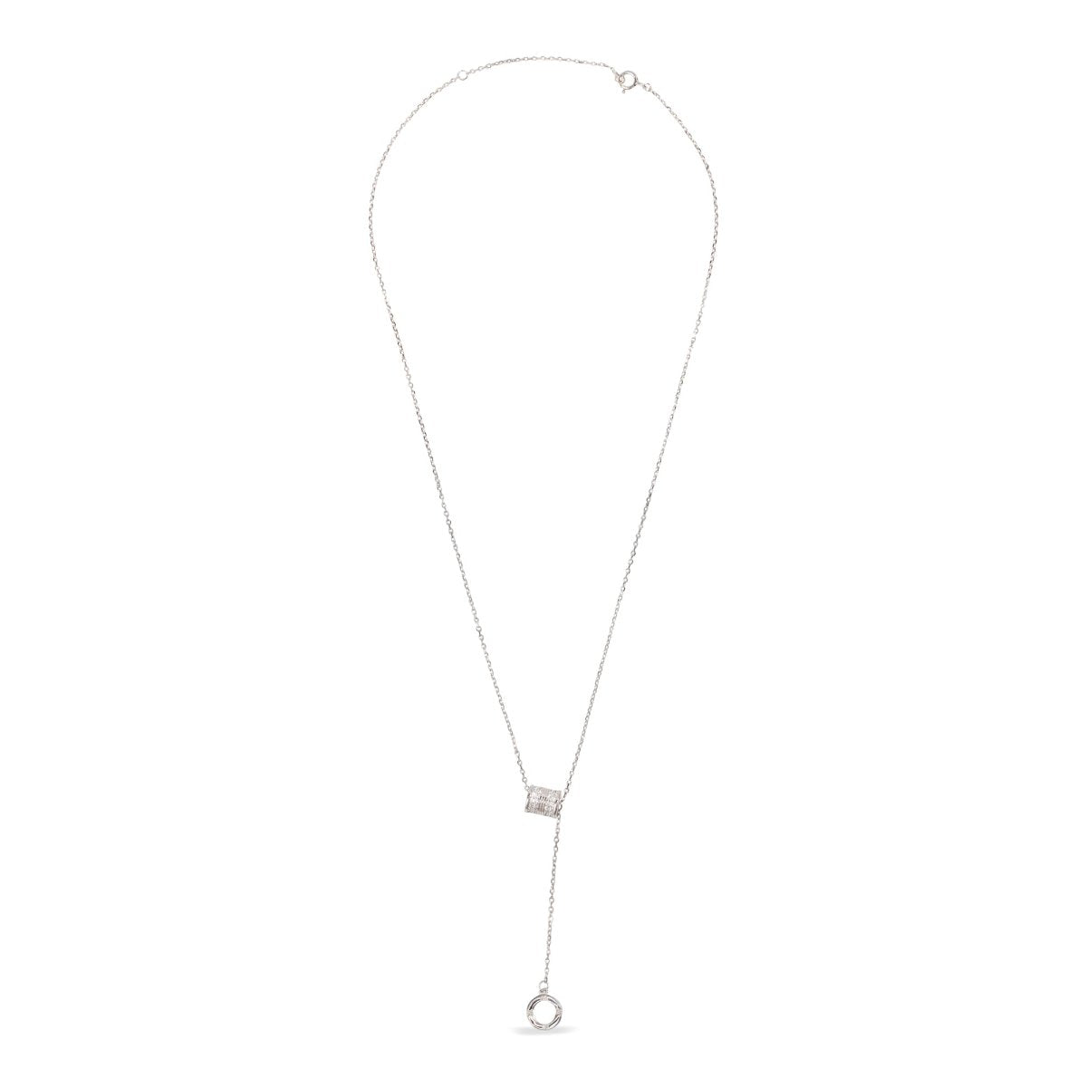 Blisse Allure Sterling Silver Cube Lariat Necklace.