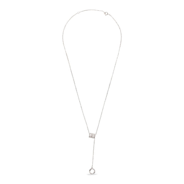 Blisse Allure Sterling Silver Cube Lariat Necklace.